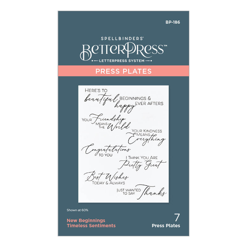 Spellbinders BetterPress Press Plate - New Begginings Timeless Sentiments, BP-186