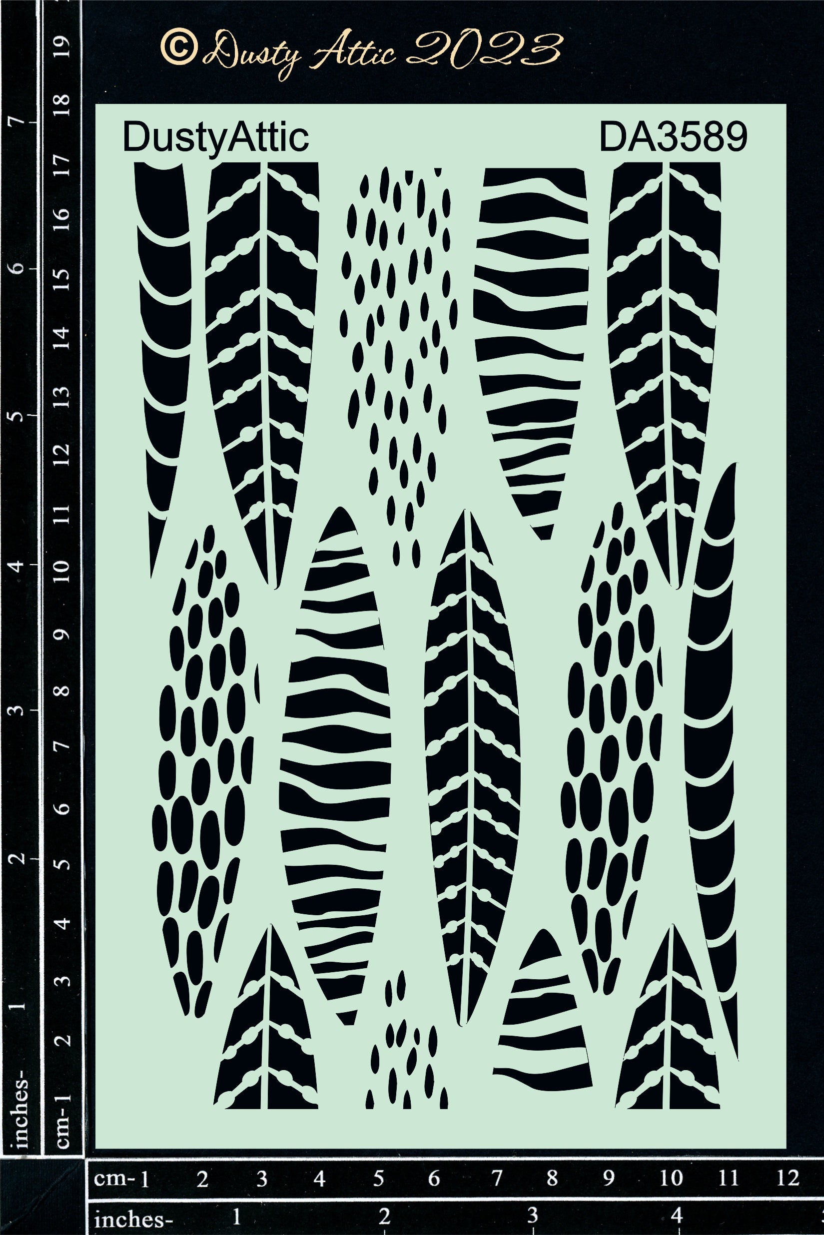 Dusty Attic Stencil 5x7 Leaves Stencil 8, DA3589