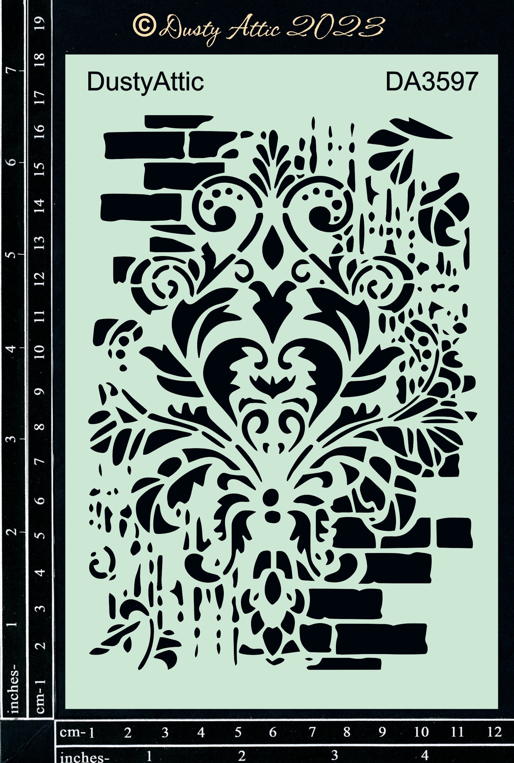 Dusty Attic Stencil 5x7 Damask Stencil 4, DA3597