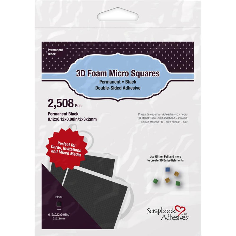 Scrapbook Adhesives Thin 3D Adhesive Foam Micro Squares 2508pc - Black, 01403