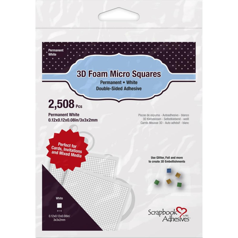 Scrapbook Adhesives Thin 3D Adhesive Foam Micro Squares 2508pc - White, 01404