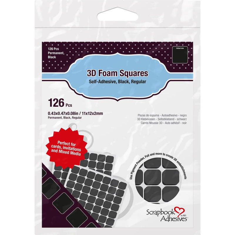 Scrapbook Adhesives - 3D Self-Adhesive Foam Squares 0.5 - 126/Pc - Black, 01611