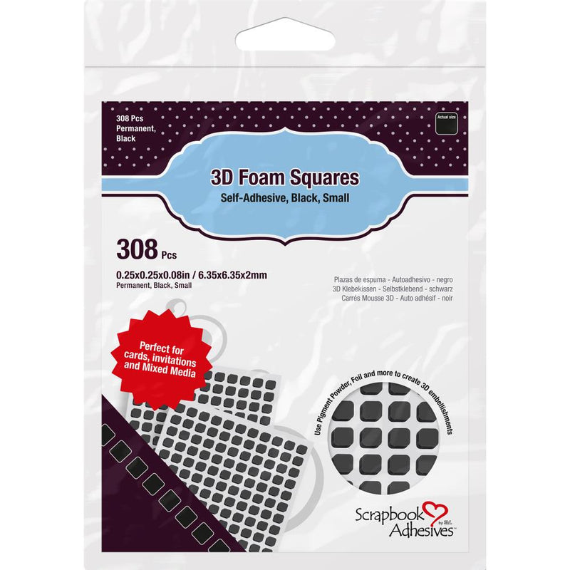 Scrapbook Adhesives 3D Self-Adhesive Foam Squares .25" - 308Pc Black, 01613