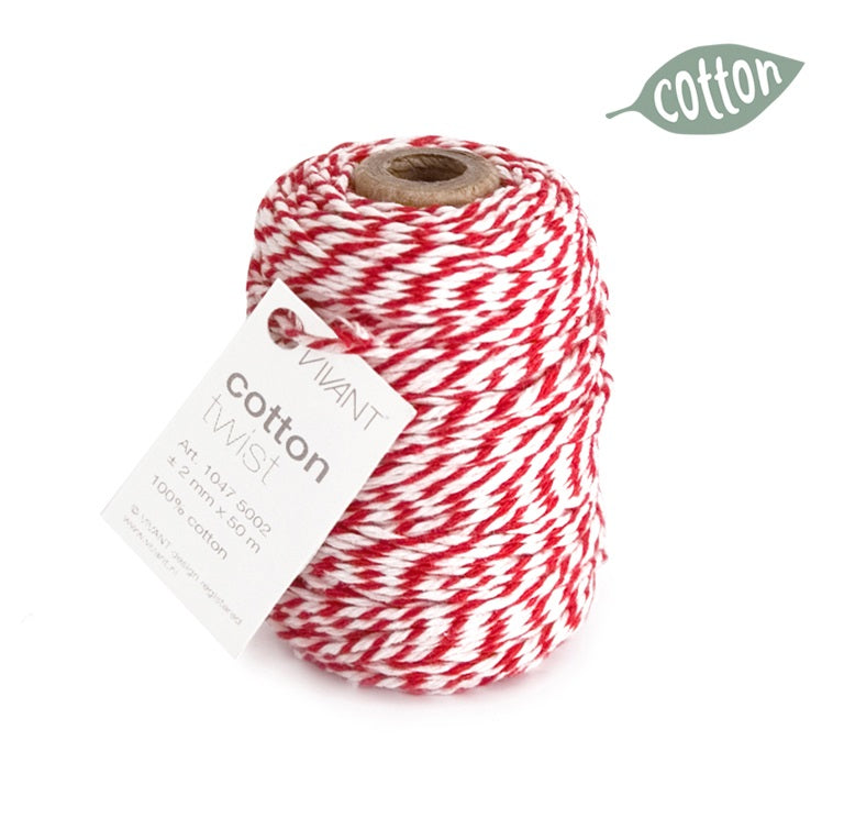 Spellbinders - Vivant Cotton Twine - Red & White, 1047.5002.20