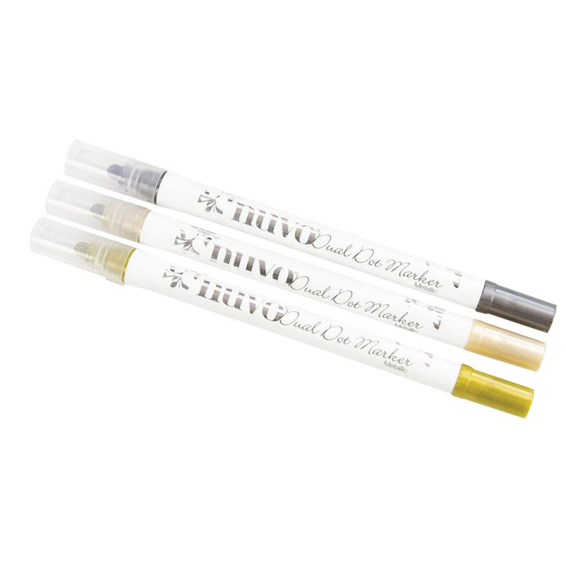 Nuvo - Dual Tip Dot Markers 3/Pkg, Metallic, 140N