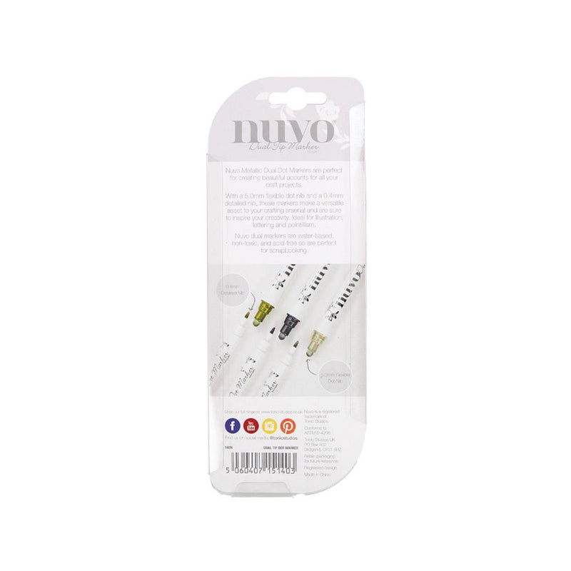 Nuvo - Dual Tip Dot Markers 3/Pkg, Metallic, 140N