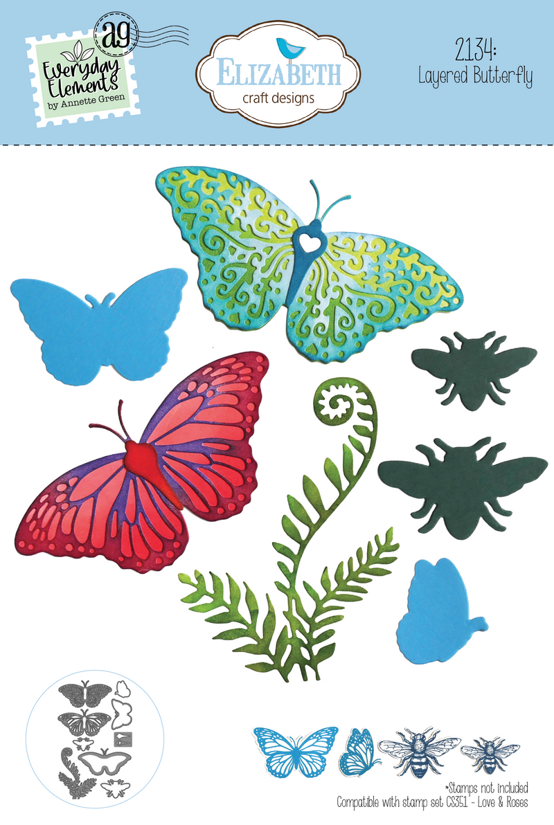 Elizabeth Craft Designs Die Set - Layered Butterfly, 2134