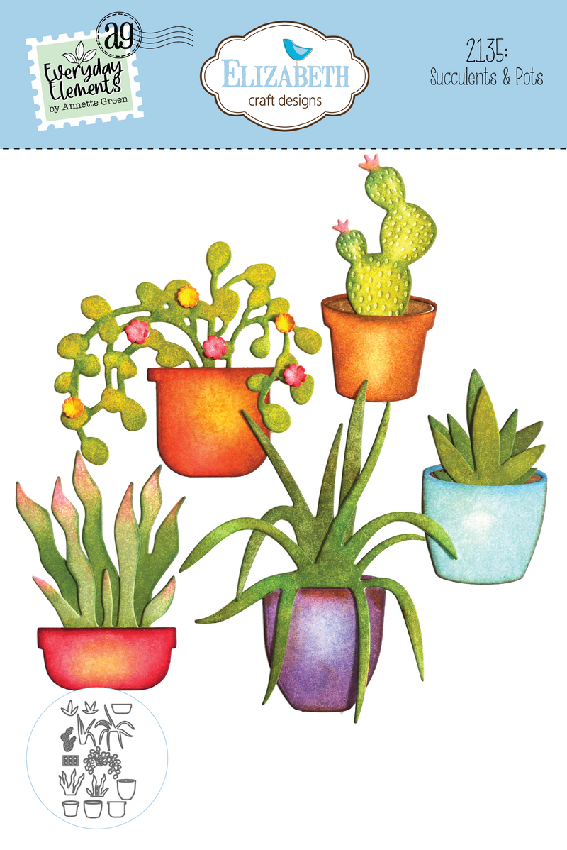 Elizabeth Craft Designs Die Set - Succulents & Pots, 2135