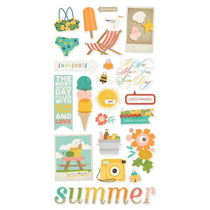 Simple Stories Chipboard Stickers - Summer Snapshots, SMS22017