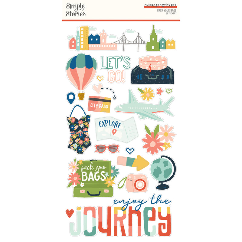 Simple Stories Chipboard Stickers - Pack Your Bags, PYB22117