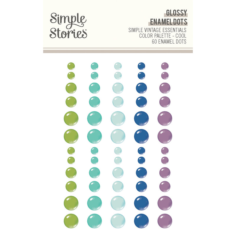 Simple Vintage Essentials Color Palette - Glossy Enamel Dots, Cool, VCP22243