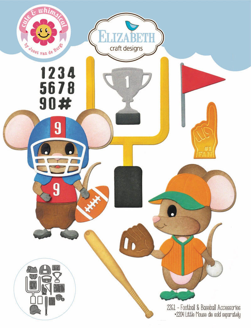 Elizabeth Craft Designs Die Set - Football/Baseball Accessories, 2261