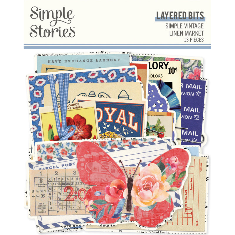 Simple Stories Ephemera Layered Bits - Simple Vintage Linen Market, 22722