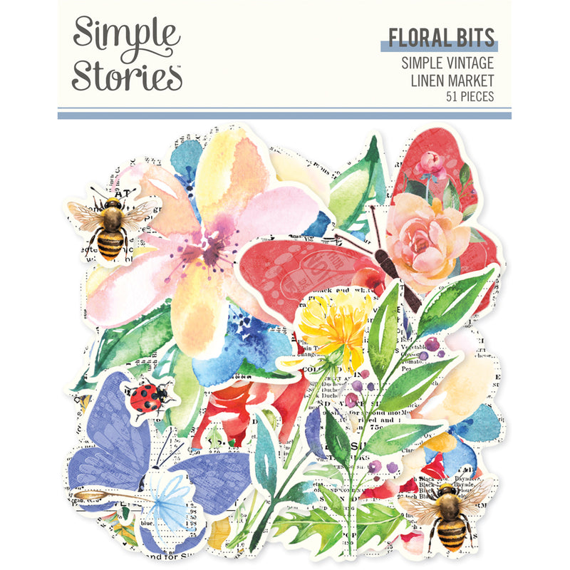 Simple Stories Ephemera Floral Bits - Simple Vintage Linen Market, 22723