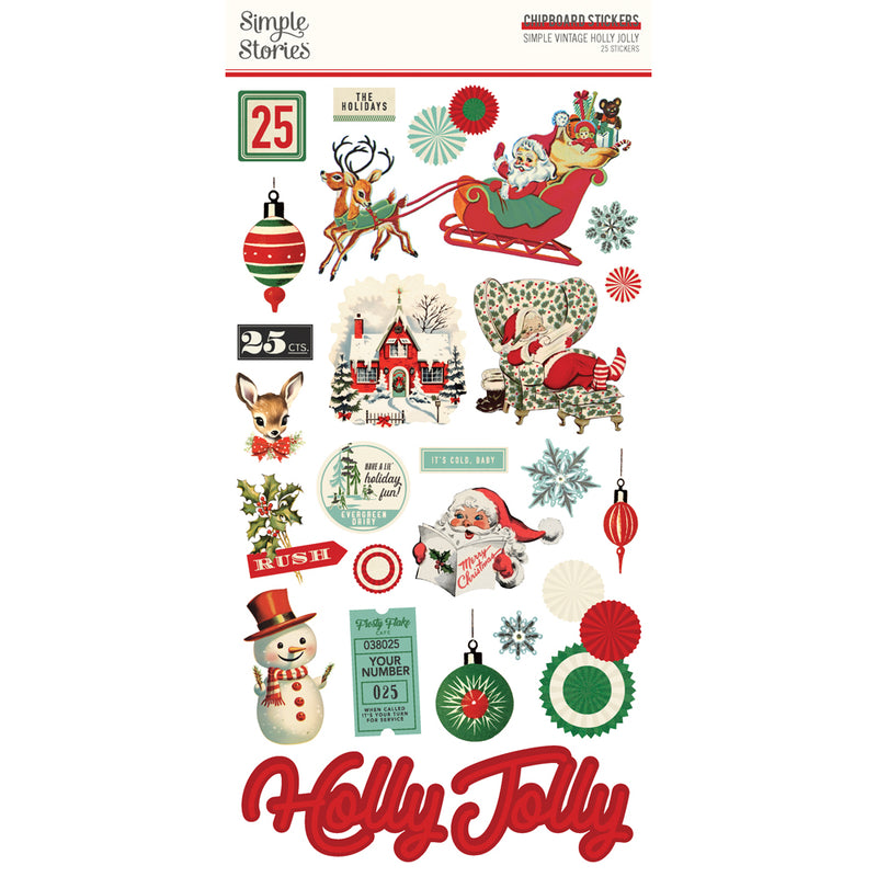 Simple Stories Chipboard Stickers - Simple Vintage Holly Jolly, 23317