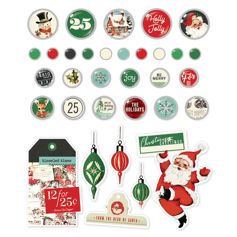 Simple Stories Decorative Brads - Simple Vintage Holly Jolly, 23327