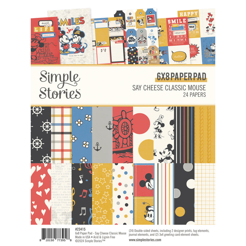 Simple Stories 6x8 D/S Paper Pad 24Pc - Say Cheese Classic Mouse, 23415