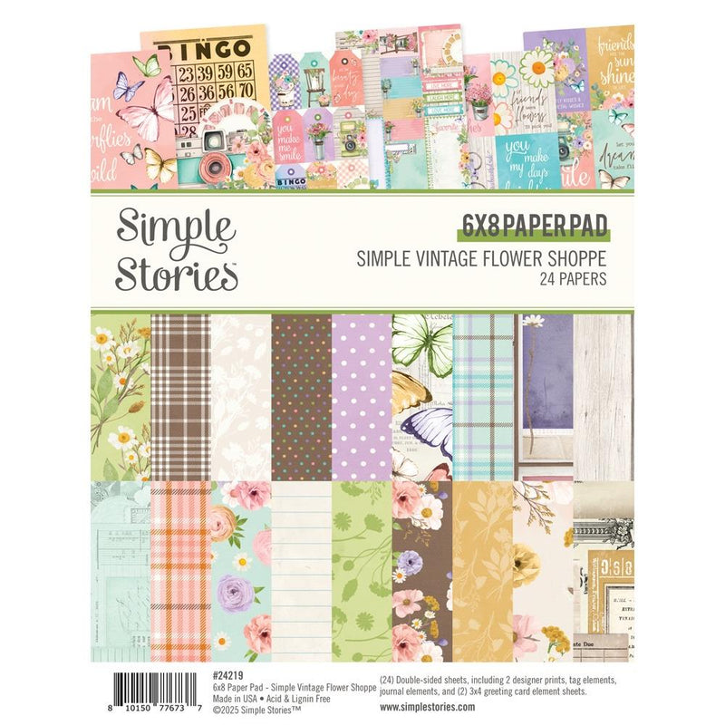 Simple Stories Simple Vintage Flower Shoppe - 6x8 Double-Sided Paper Pad, 24219