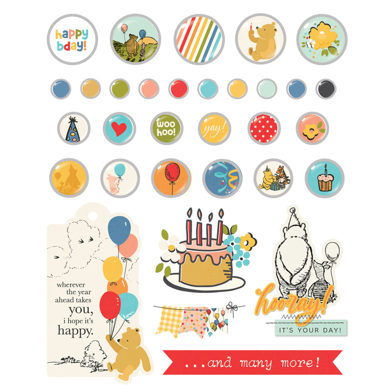 Simple Stories - Say Cheese Classic Pooh Birthday - Decorative Brads, 24812