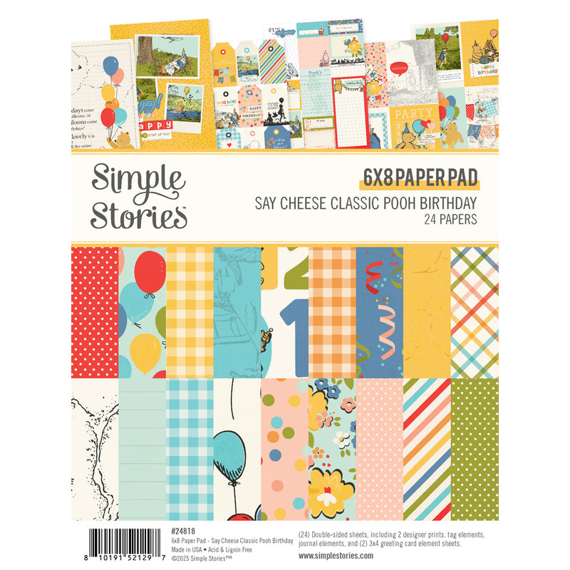 Simple Stories Say Cheese Classic Pooh Birthday - D/S Paper Pad 6X8, 24818