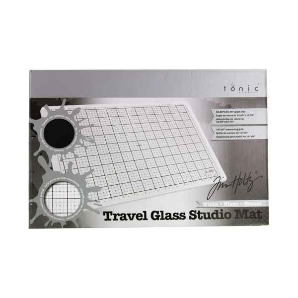 Tim Holtz - Travel Glass Studio Mat 15.75" x 10.25" - White, 2634EUS