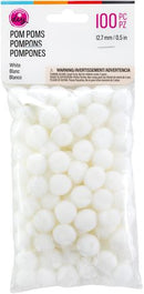 CousinDIY - Pom Poms 1/2" 100Pc - White, 40000785