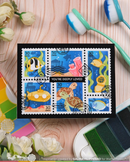 Waffle Flower Stencil - Postage Collage Under the Sea, 422421