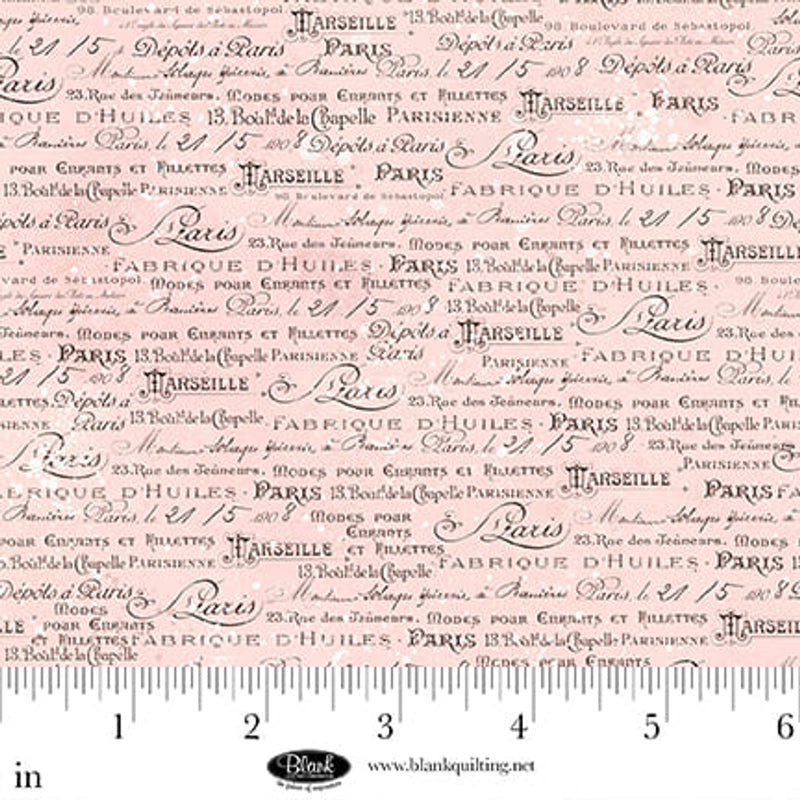 Blank Quilting Parisian Snippets - Lt. Pink, 4292-22.1/2 cut in 1/2yd increments Frank Garcia
