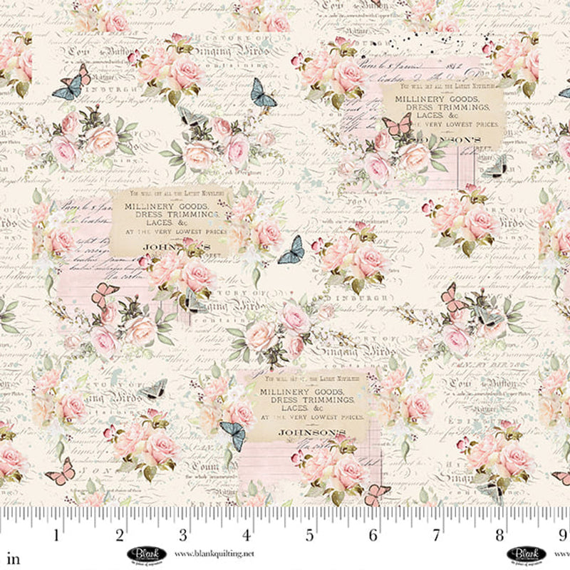 Blank Quilting Parisian Snippets - Ecru, 4298-41.1/2 cut in 1/2yd increments Frank Garcia