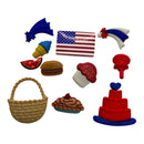 Buttons Galore & More - Buttons 11Pc - July 4th Picnic, 4387