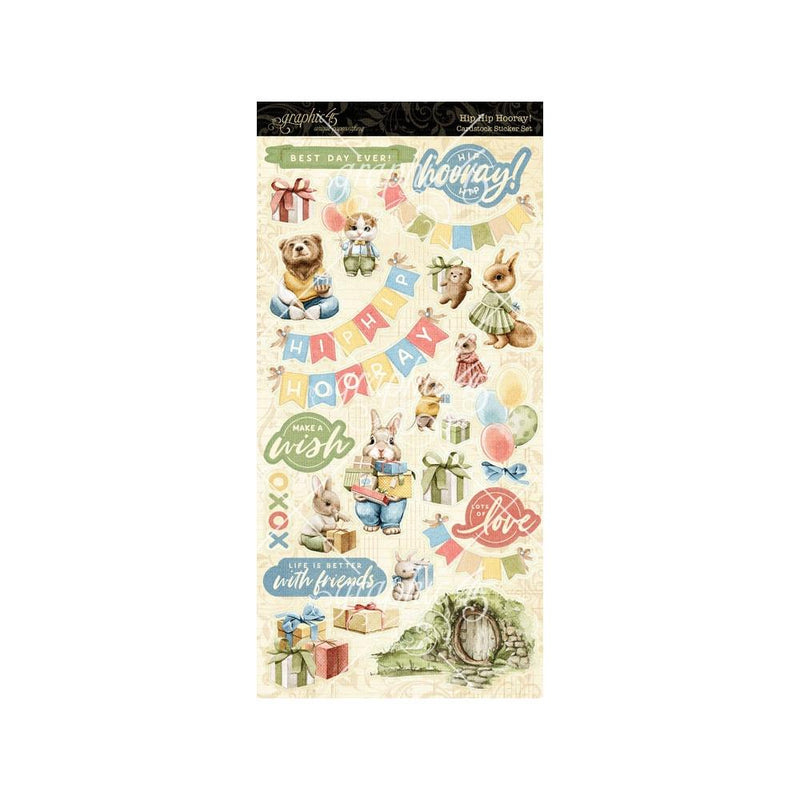 Graphic 45 - Hip Hip Hooray - Cardstock Sticker Set, 4502991