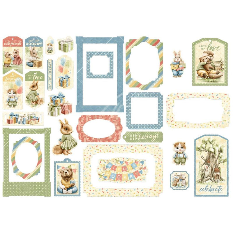 Graphic 45 - Hip Hip Hooray - Chipboard Tags & Frames, 4502993