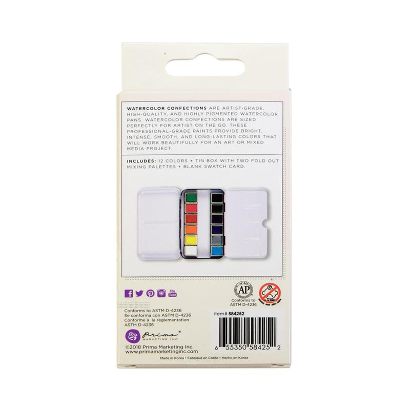 Prima Watercolor Confections Watercolor Pans 12pc - The Classics, 584252