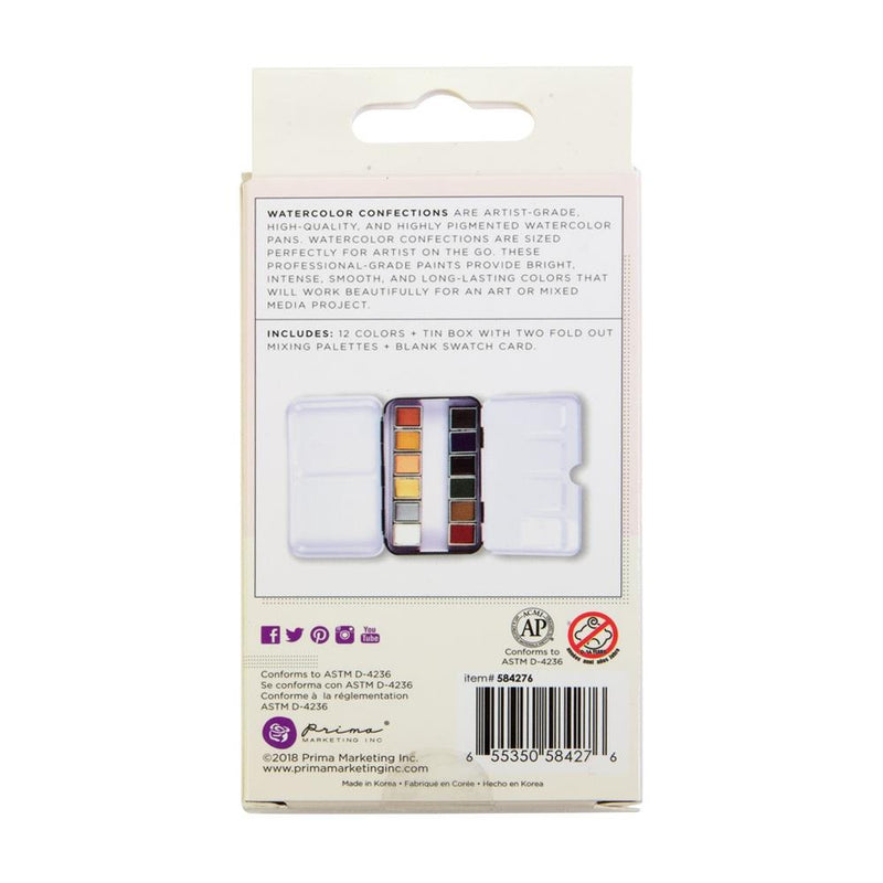 Prima Watercolor Confections Watercolor Pans 12pc - Decadent Pies, 584276