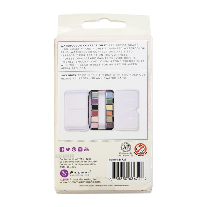 Prima Watercolor Confections Watercolor Pans 12pc - Vintage Pastel, 636722