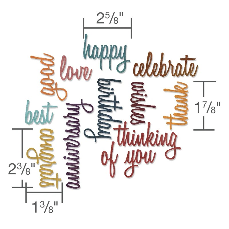 Sizzix Thinlits Die Set - Celebration Words: Script,  660223by: Tim Holtz