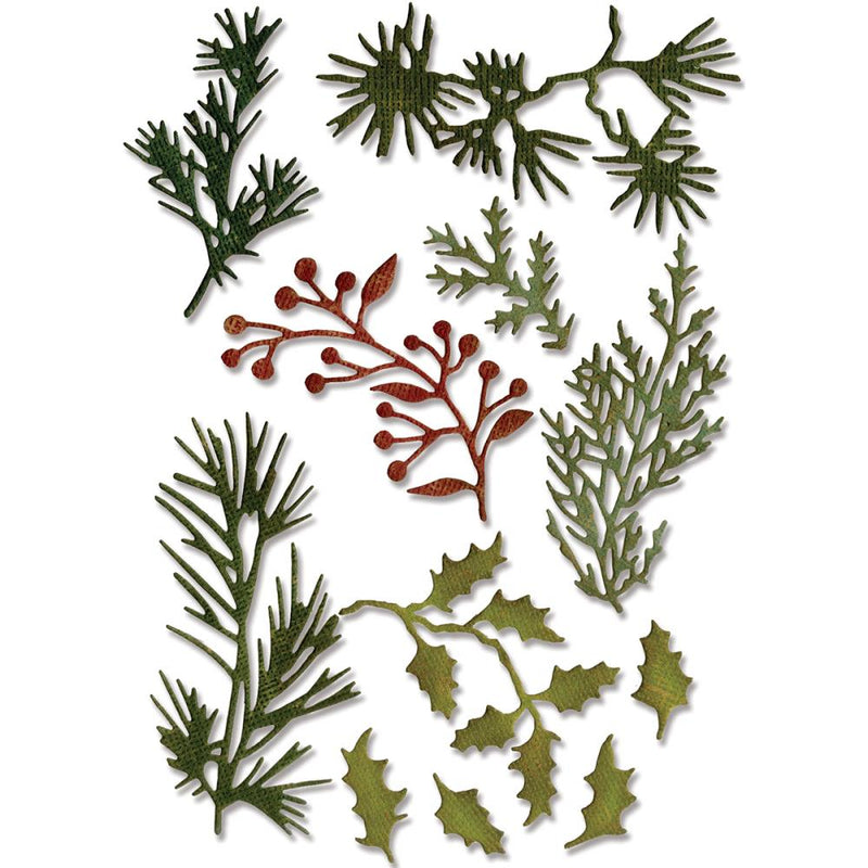Coming Soon - Sizzix Thinlits Die Set  - Mini Holiday Greens, 661597 by: Tim Holtz