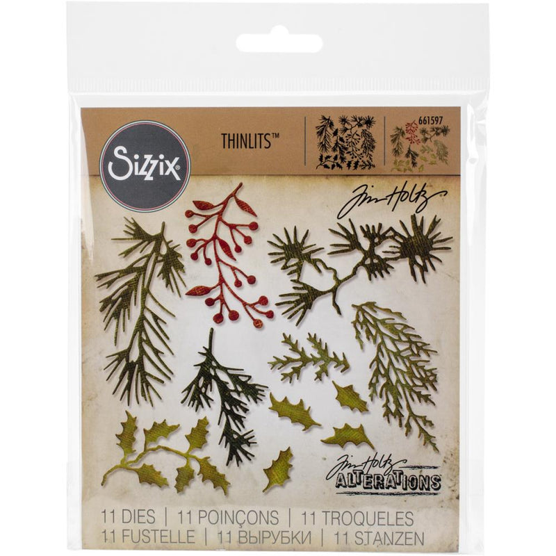 Coming Soon - Sizzix Thinlits Die Set  - Mini Holiday Greens, 661597 by: Tim Holtz