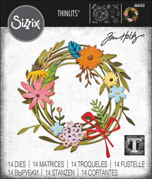 Sizzix - Vault Funky Floral Wreath Thinlits, 666563 by: Tim Holtz