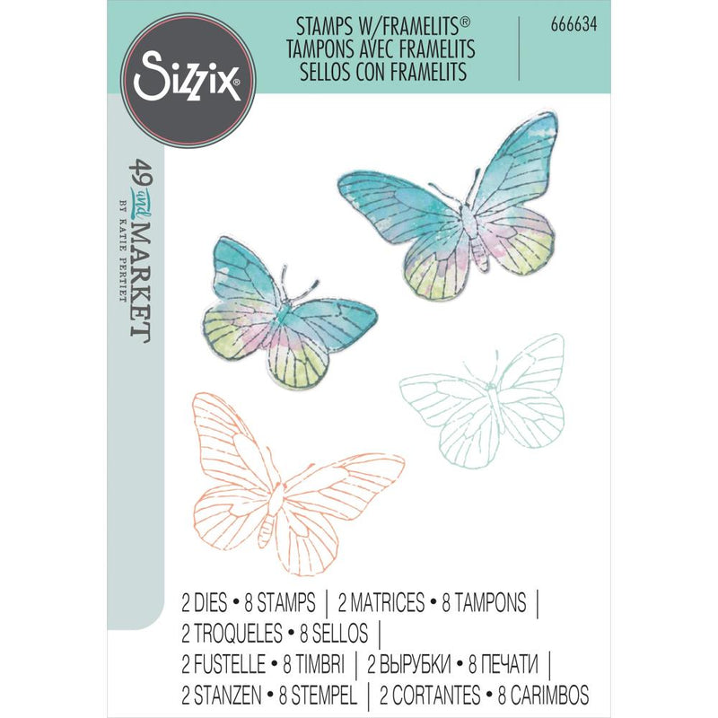 49 & Market - Stamp & Framelits Set - Painted Pencil Butterflies, 666634 by Sizzix