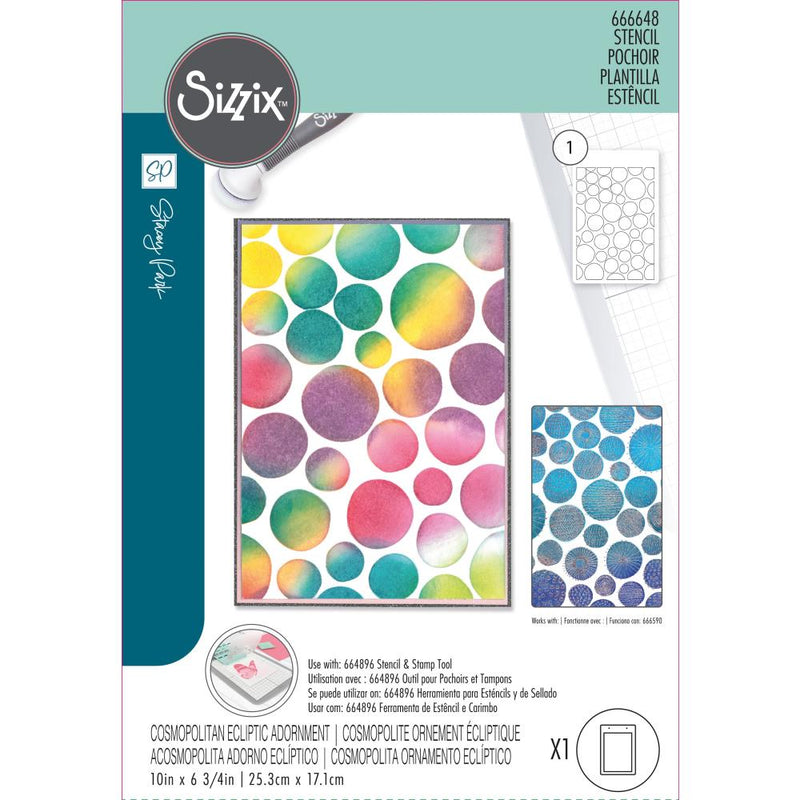 Sizzix A5 Stencil 1PK – Cosmopolitan, Ecliptic Adornment, 666648 by Stacey Park