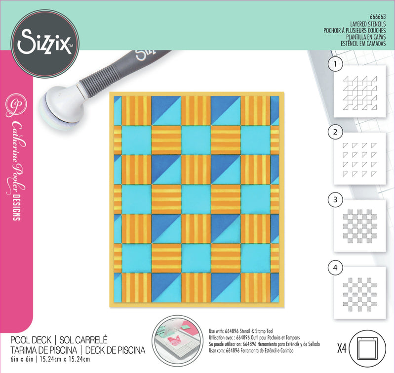 Sizzix Layered Stencils 4PK – Pool Deck, 666663 by Catherine Pooler