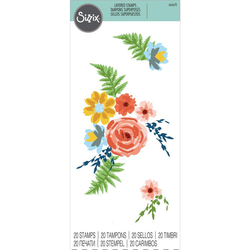 Sizzix Layered Clear Stamps Set 20PK – Painted Florals, 666670