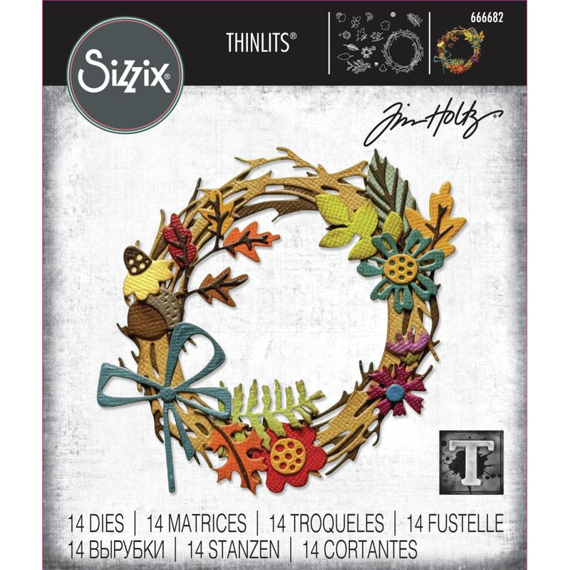 Sizzix Thinlits Die Set - Vault Foliage Wreath, 666682 by: Tim Holtz