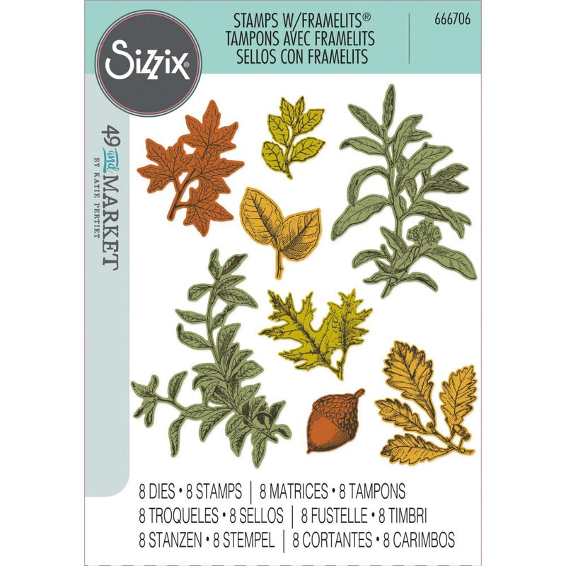 49 & Market A5 Stamps w/Framelits - Forever Leaves, 666706 by Sizzix