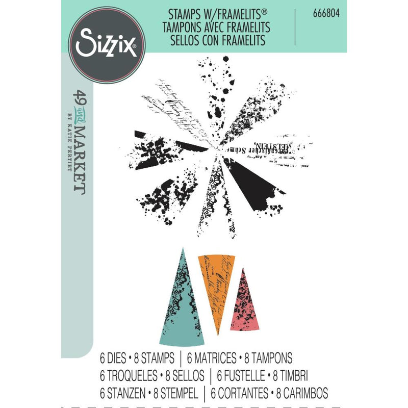 Sizzix Clear Stamps w/Framelits - Build-a-Burst Artsy Lace Mix 666804 by 49 and Market