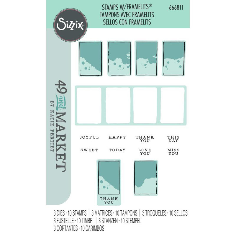 Sizzix Clear Stamps Set 10PK w/3PK Framelits - Painted Palettes, 666811 by 49 and Market