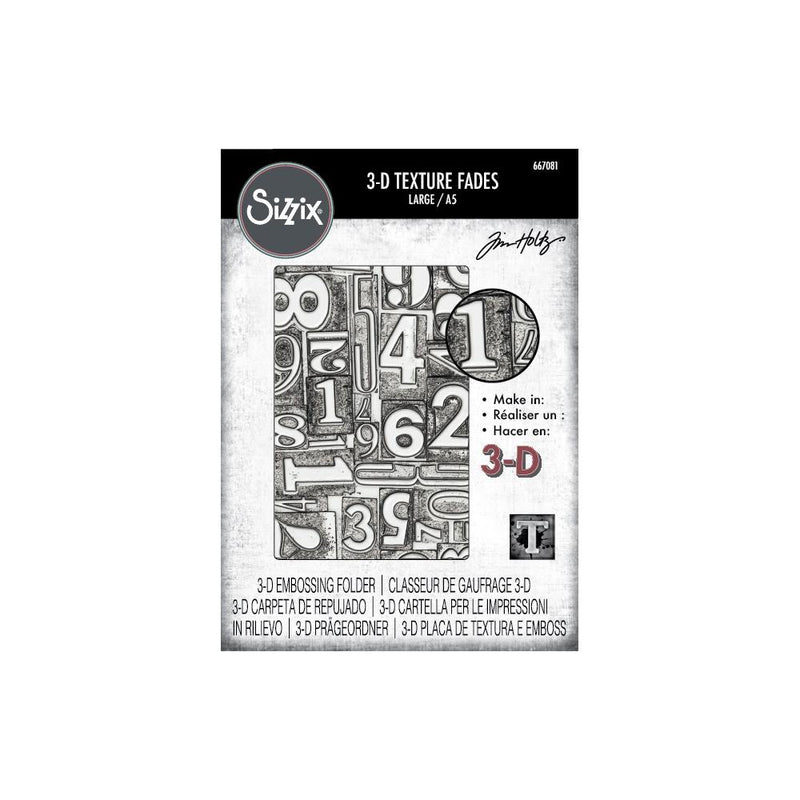 Sizzix 3-D Texture Fades EF - Numbered Large/A5, 667081 by Tim Holtz