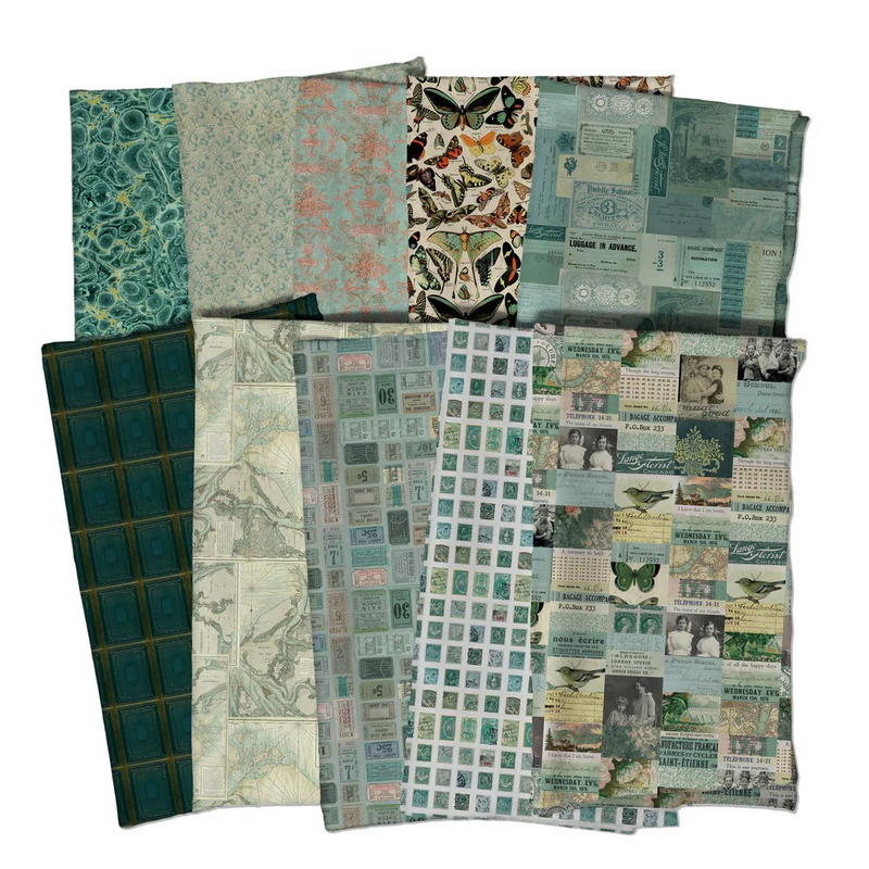 Free Spirit - Eclectic Elements Palette Teal FQ Bundle/10, by Tim Holtz FB4FQTH.TEAL