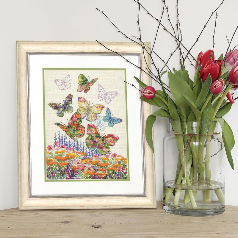 Dimensions Needlecrafts -  Cross Stitch Kit 10"X13" - Floral Butterfly 14Ct, 70-35448
